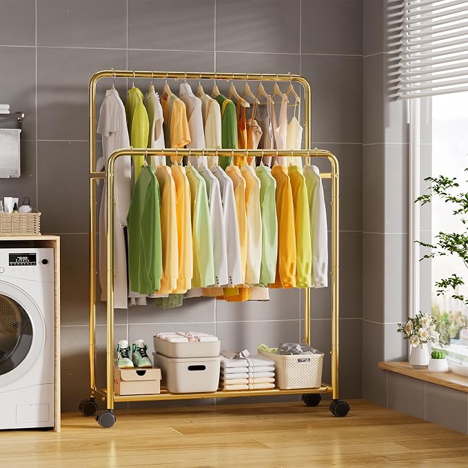 Simple Trending Clothing Clothes Rack Double Rods - Image 4