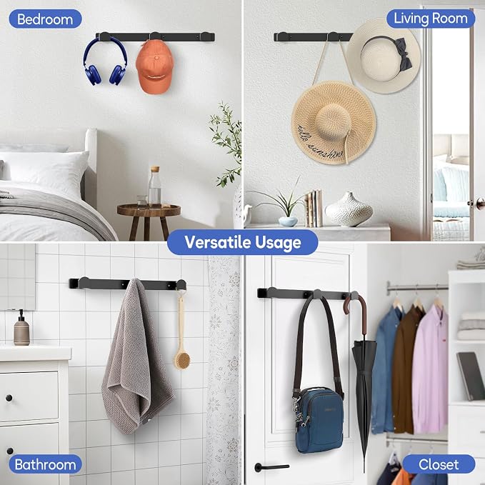 KIMBORA 2 Packs Hat Rack for Wall, Hat Organizer for Baseball Caps, 3 Mounting - Image 7