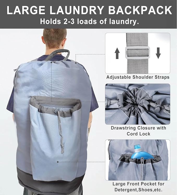 Laundry Bag Extra Large Heavy Duty, Laundry Backpack - Image 2