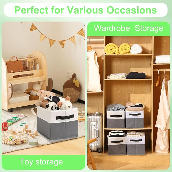 Large Shelf Storage Bins, Decorative Collapsible Storage Basket, Fabric Closet - Image 5