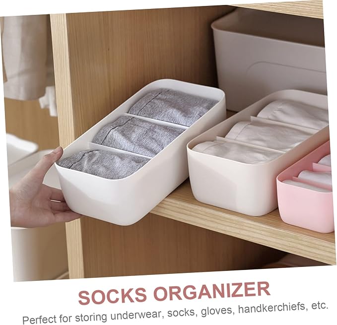 2pcs Socks Container Storage Box Sections Plastic Stackable Drawer Organizer - Image 3