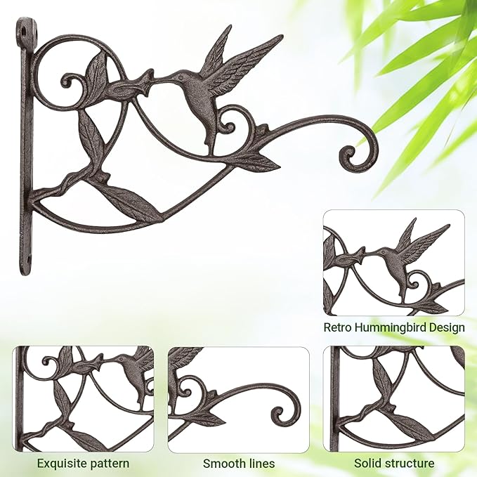 Mkono 2 Pack Hanging Plant Bracket Hook Iron Decorative Plant Hanger - Image 2