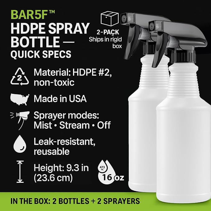 Bar5F Chemical-Resistant Spray Bottle – BPA-Free, Adjustable Nozzle - Image 9