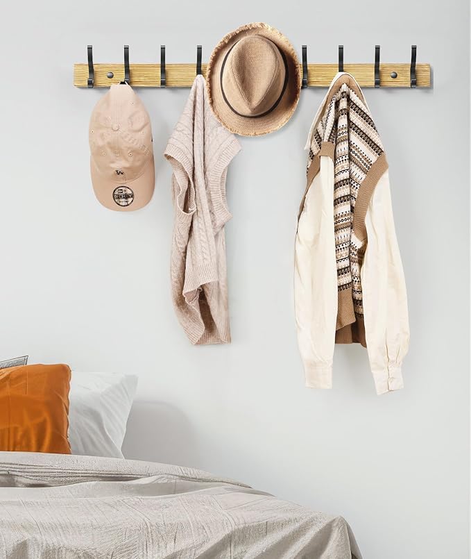 Coat Rack Wall Mount, 16.5 Inches Wood Coat Hooks Wall Mount, Wall Coat Rack - Image 5