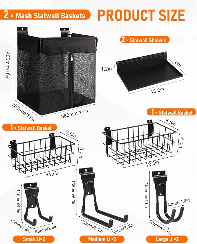 Slatwall Baskets with Zipper, Wall Storage Organizer - Image 2