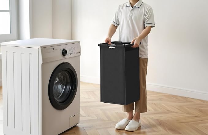Laundry Hamper with Shelf, Laundry Basket 3 Section, Laundry Sorter with - Image 7