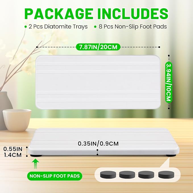 2PCS Stone Drying Tray, Water Absorbing Stone Tray, Countertop Fast Drying - Image 2