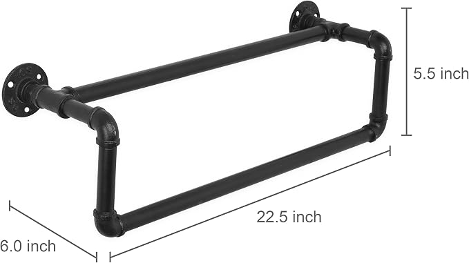MyGift Double Industrial Pipe Towel Bar - Image 5