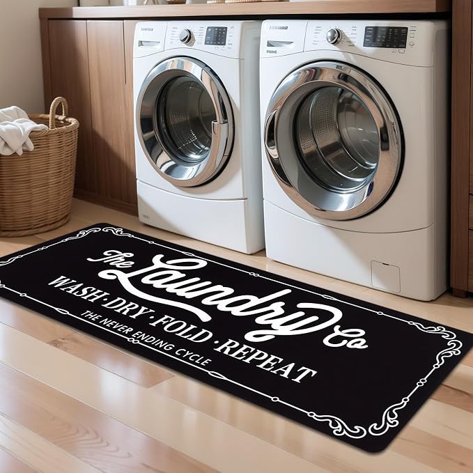 Pauwer Laundry Room Rug Runner 20"x60" Waterproof Rubber Laundry Mat Non Slip by Pauwer