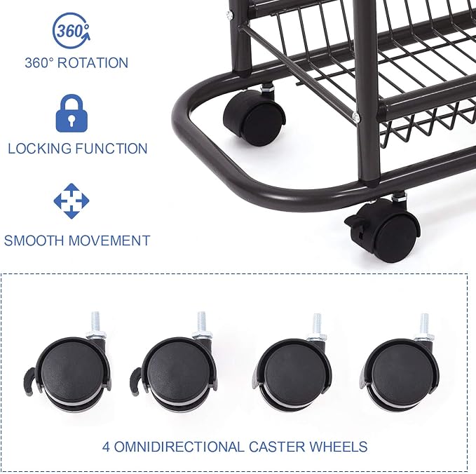 Laundry Sorter Cart Movable Bathroom Organizer Gray Laundry Storage Baskets - Image 3