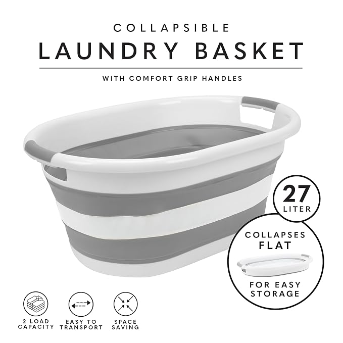 2pk Collapsible Laundry Basket | Portable | Space Saver Storage | Hold 2 Loads - Image 2