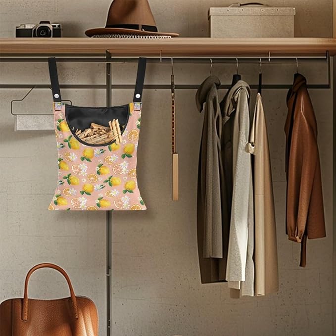 Lemon Clothespin Bag with Hanging Hook Waterproof Laundry Clothes Pin Holder - Image 5