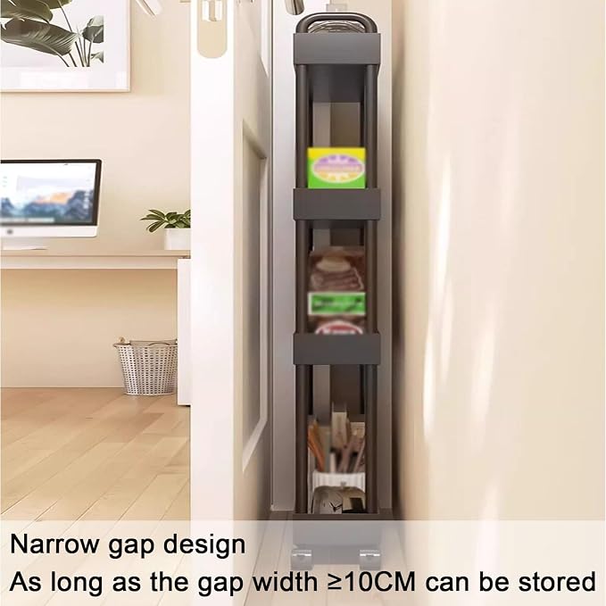 XPLKQXE Mobile Shelving Unit Organizer Trolley, Slim Rolling Storage Cart - Image 6