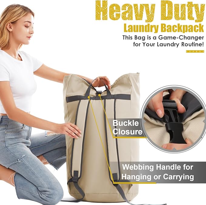 Backpack Laundry Bag, 115L Heavy Duty Extra Large College Laundry Backpack - Image 5