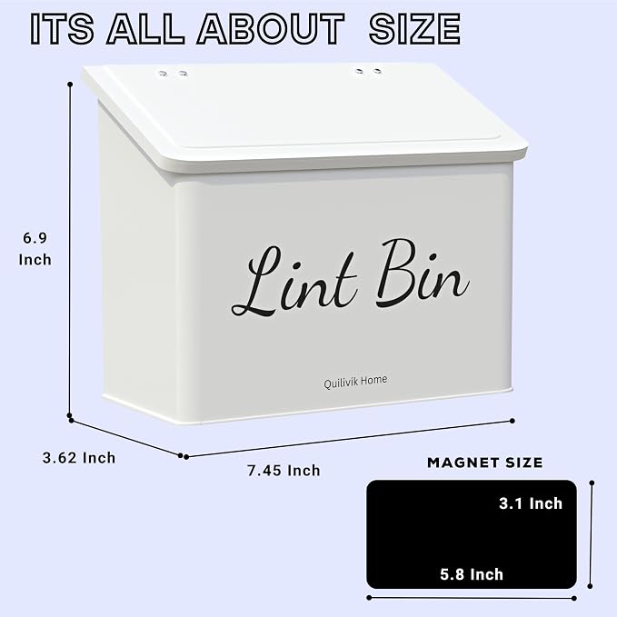 Metal Magnetic Lint Bin With Lid - Image 2