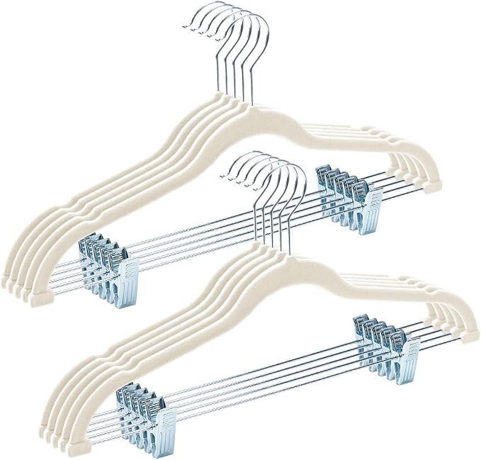 HOUSE DAY Velvet Hangers with Adjustable Clips 10 Pack, Non-Slip Suit Organizer by HOUSEDAY