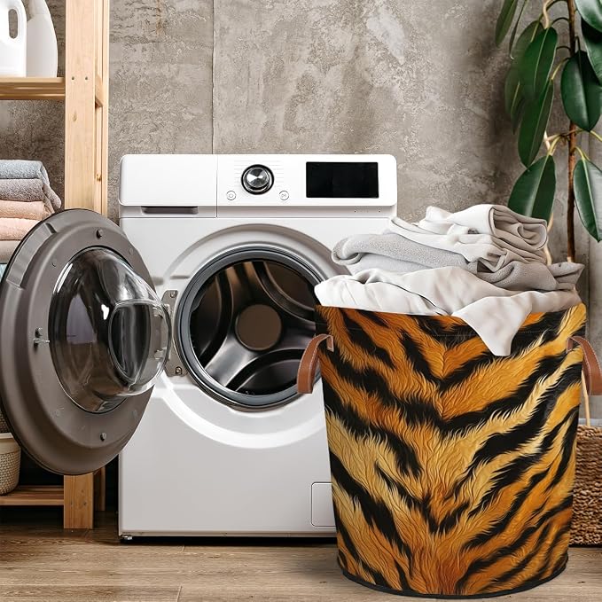 Tiger Print Laundry Hamper Waterproof Collapsible Basket - Image 4