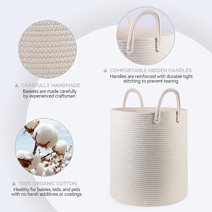 Cotton Rope Laundry Basket Hamper - Image 6