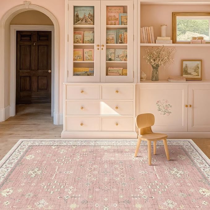 Pink Washable 6x9 Rug for Bedroom - Image 6