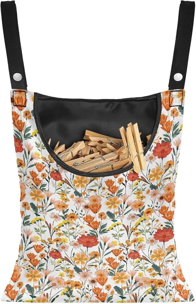 Floral Clothespin Bag Reusable Laundry Clothes Pin Holder by Psesaysky