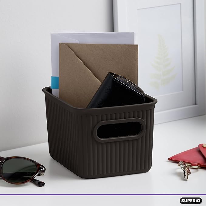 Superio Decorative Plastic Basket Open Home Storage Bins Organizer Baskets - Image 9