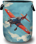 Vintage Airplane Laundry Basket, Foldable Laundry Hamper Tote Bag Dirty Clothes by Unknown