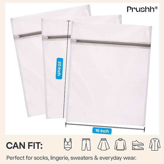3Pc Spacious Durable Mesh Laundry Bags Protects Delicates, Fine Mesh - Image 2