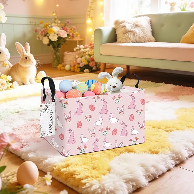 FANKANG Storage Bins, Nursery Hamper Canvas Laundry Basket Foldable - Image 4