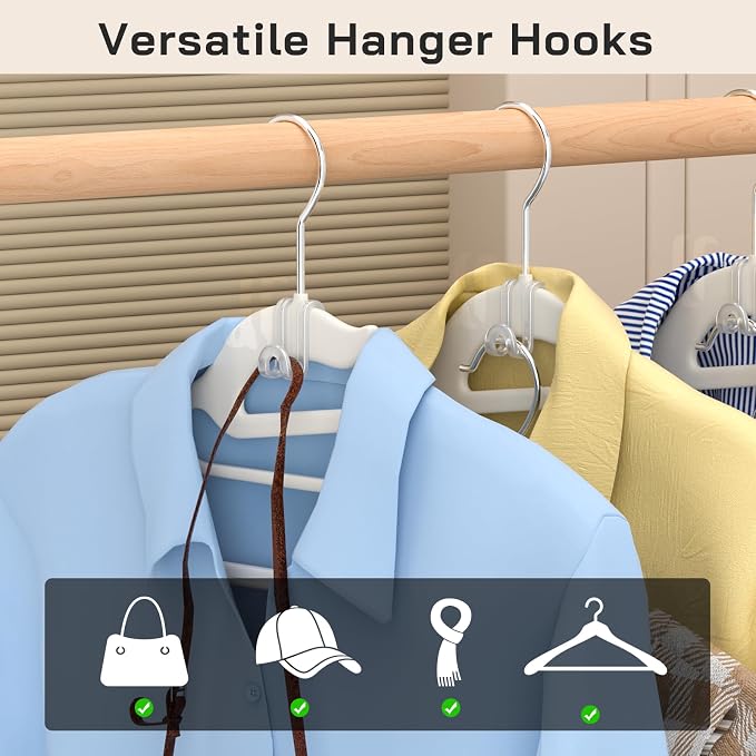 Tinfol Transparent Hanger Connector Hooks, Heavy Duty Clothes Hanger Extender - Image 6