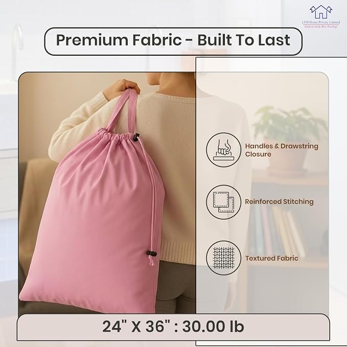 LFH Home Large Premium 1pack Cotton Canvas Laundry Bag - Image 4