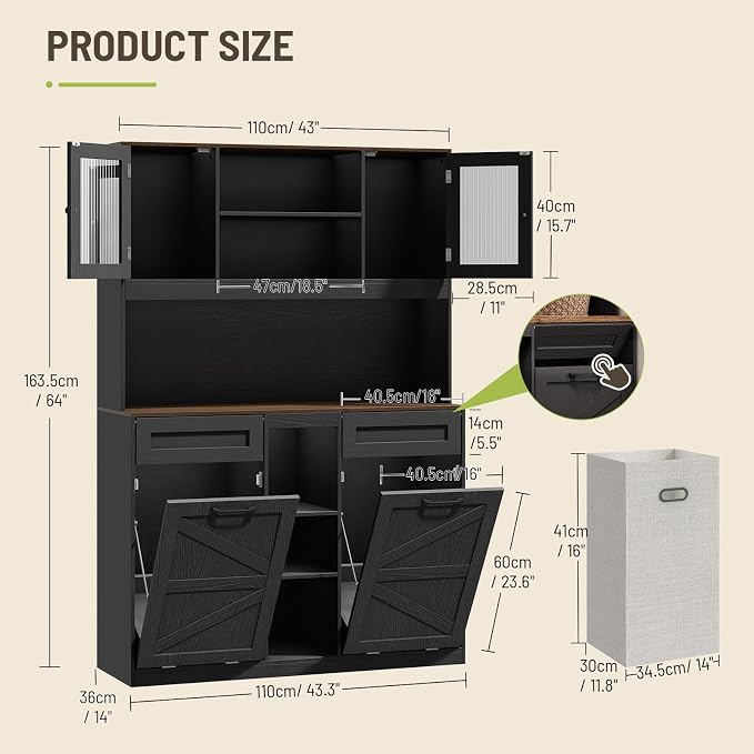 Tall Tilt-Out Double Laundry Hamper Cabinet - Image 2