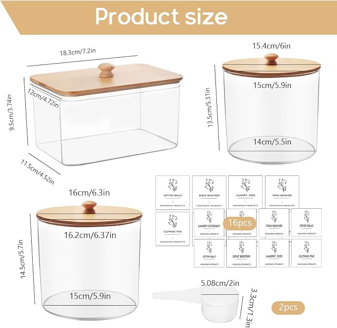 3 Pack Laundry Room Organization Storage Containers - Image 3
