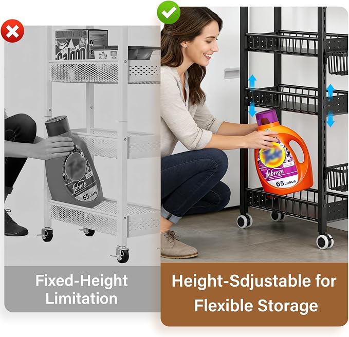 7.8 Inch Ultra-Slim 4-Tier Rolling Storage Cart - Image 2