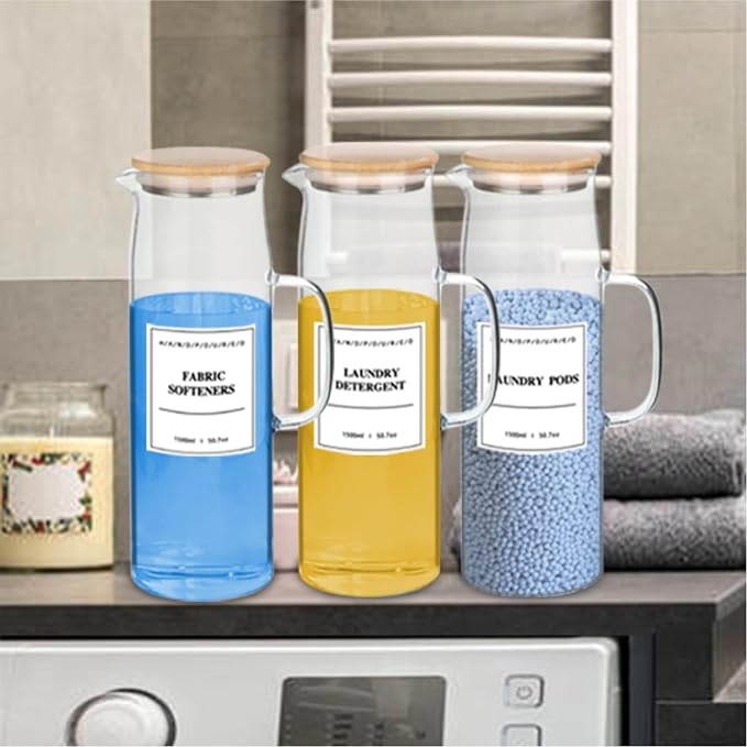 Liquid Laundry Detergent Dispenser, Glass Jars - Image 5