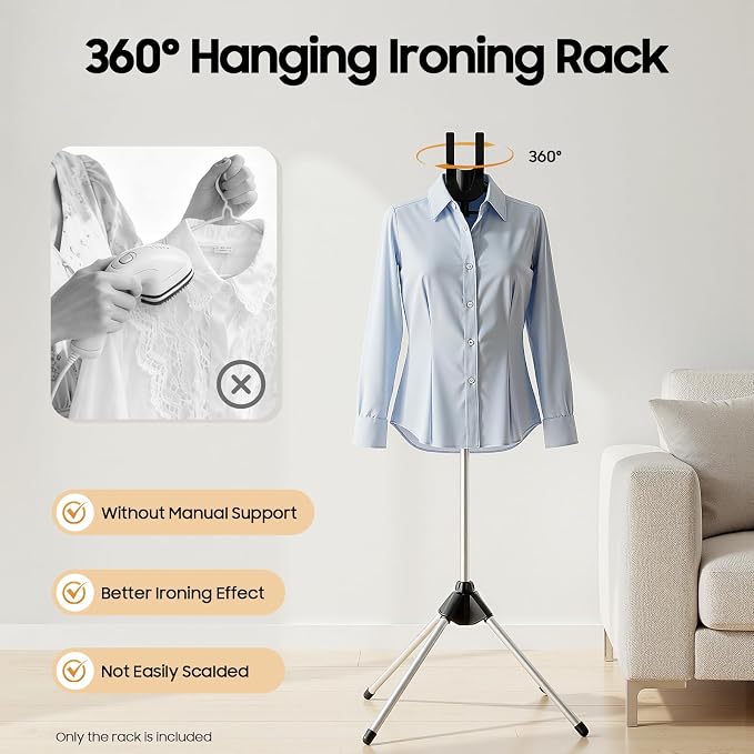 Clothes Steamer Hanger Stand, Rotatable Clothing Hangers Clothes Drying Rack - Image 3