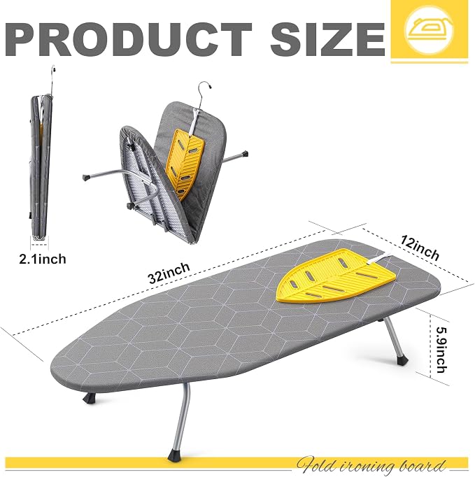 Chunful Mini Ironing Board Tabletop, Portable Compact Travel - Image 2