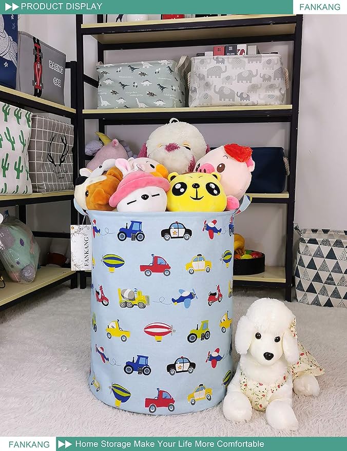 FANKANG Storage Basket, Nursery Hamper Canvas Laundry Basket Foldable - Image 4