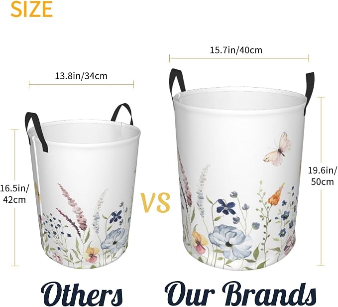 Summer Floral Print Laundry Basket, Colored Flowers Dirty Clothes Laundry Hamper - Image 4