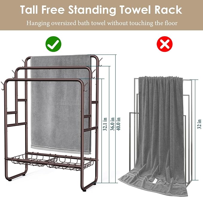 Kayfia 40" Tall Free Standing Towel Racks - Image 2