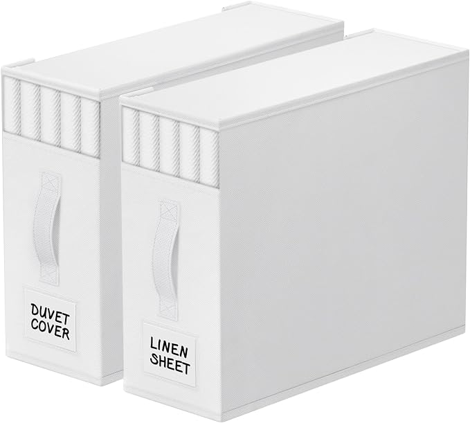 2 Pack Bed Sheet Closet Organizers and Storage, Sturdy Foldable Storage by StorageTastic