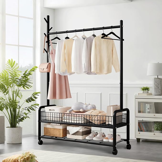 Clothes Rack with Storage Shelves, Heavy by Unknown