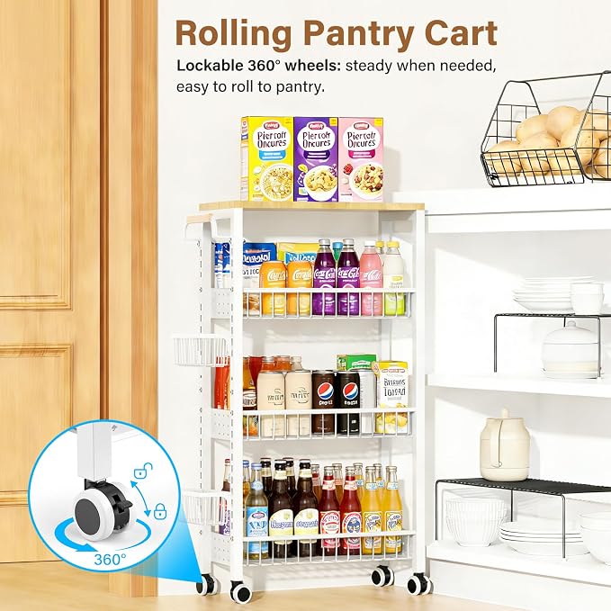 7.8 Inch Ultra-Slim 4-Tier Rolling Storage Cart - Image 5