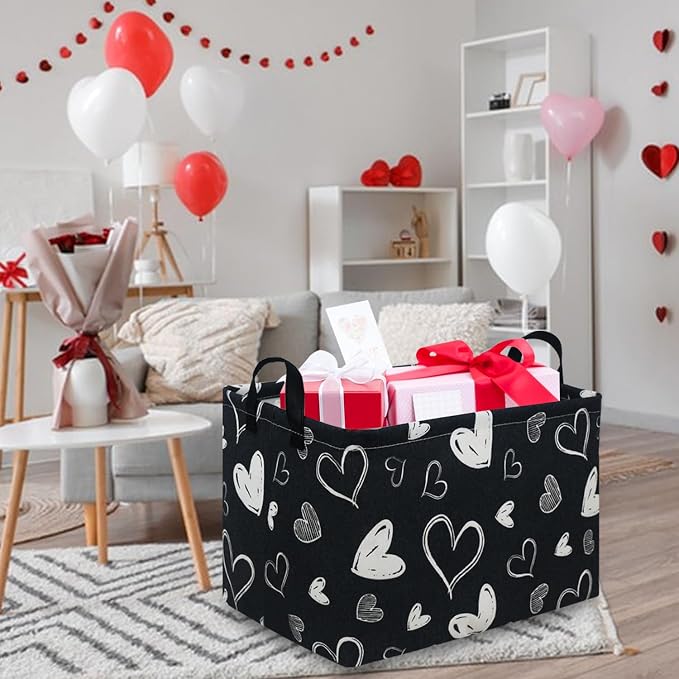 Rectangular Black Gift Basket, nursery laundry basket, girls gift basket - Image 3