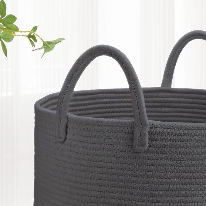 Large Cotton Rope Laundry Hamper 65L, Baby Nursery Hamper - Image 4