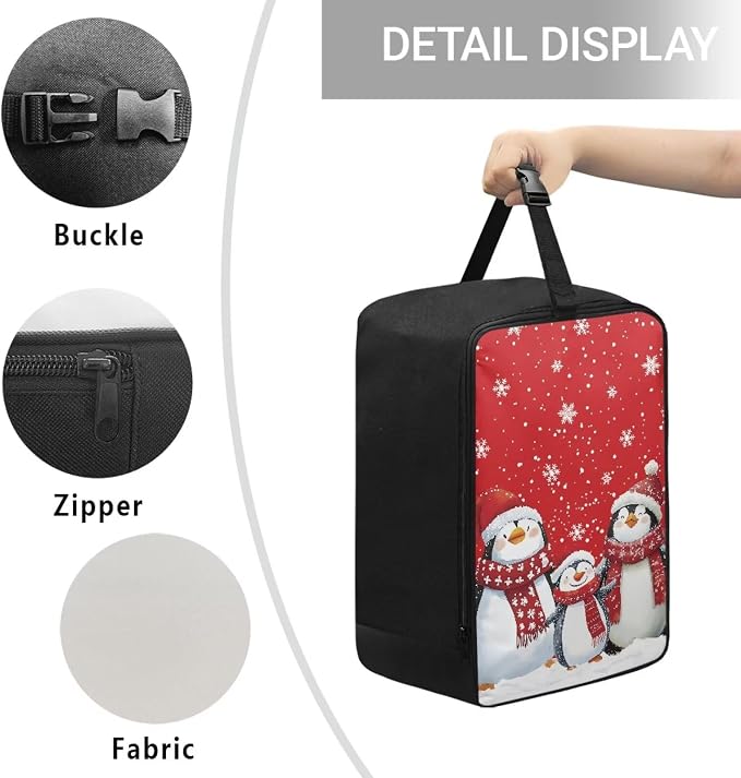 Travel Steam Iron Storage Bag Christmas Penguin Heavy Fabric Carrying Case - Image 5