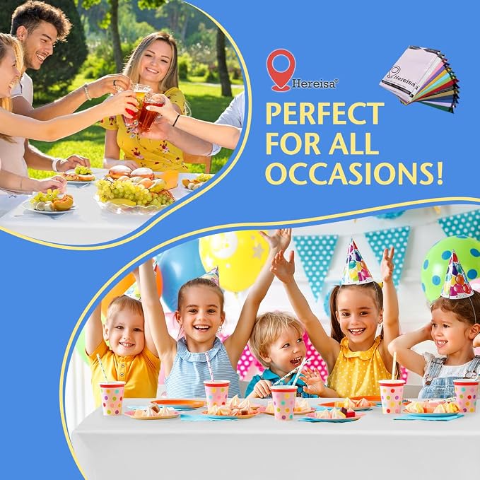8-Count White Disposable Plastic Tablecloths Rectangle 54x108 Inch - Image 7
