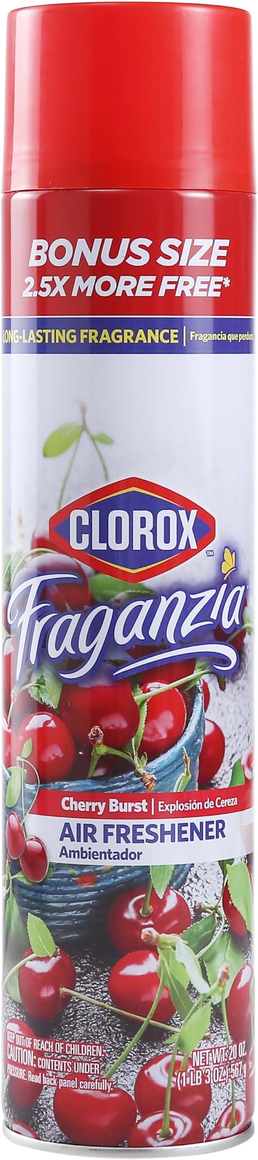 Clorox Fraganzia Aerosol Air Freshener in Cherry Burst Scent, 20oz Bonus Size by Clorox
