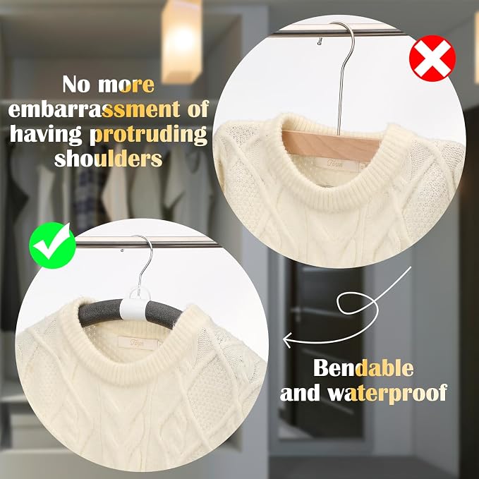Maxdot 10 Pcs Padded Bendable Hanger 19" No Shoulder Bump Sweater Coat Hangers - Image 4