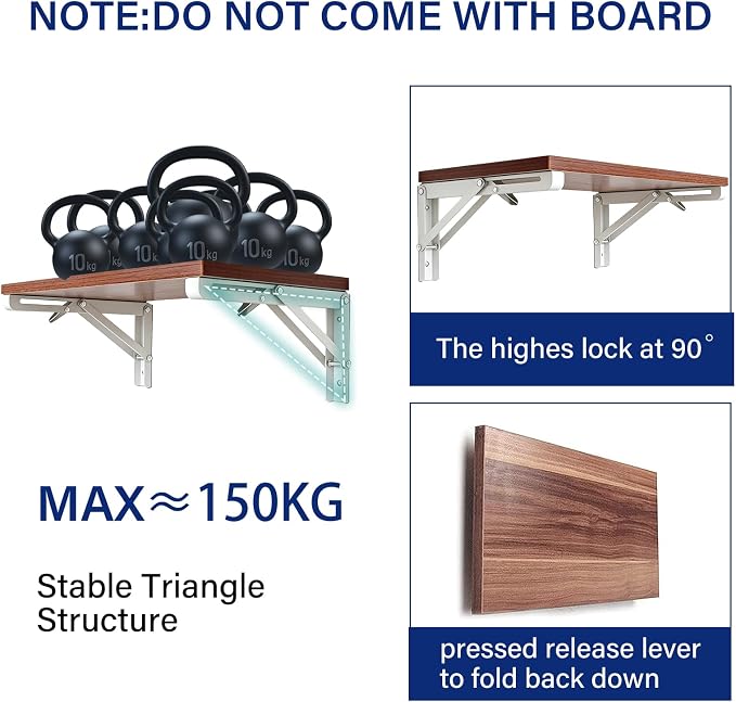 10 Inch Folding Shelf Brackets 4 Pcs, Heavy Duty Collapsible Shelf Brackets - Image 4