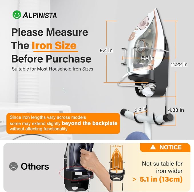 Alpinista Ironing Board Hanger Wall Mount Ironing Board Holder Wall Mount - Image 2